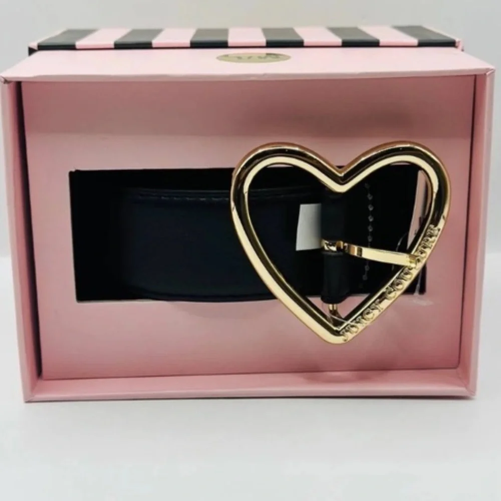 NWT Juicy Couture Black Belt with Gold Heart Buckle in size small/medium